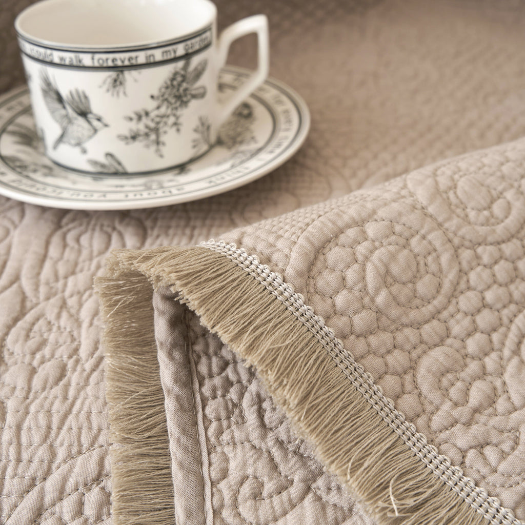 Neutral Fringed Cotton Throw Blanket