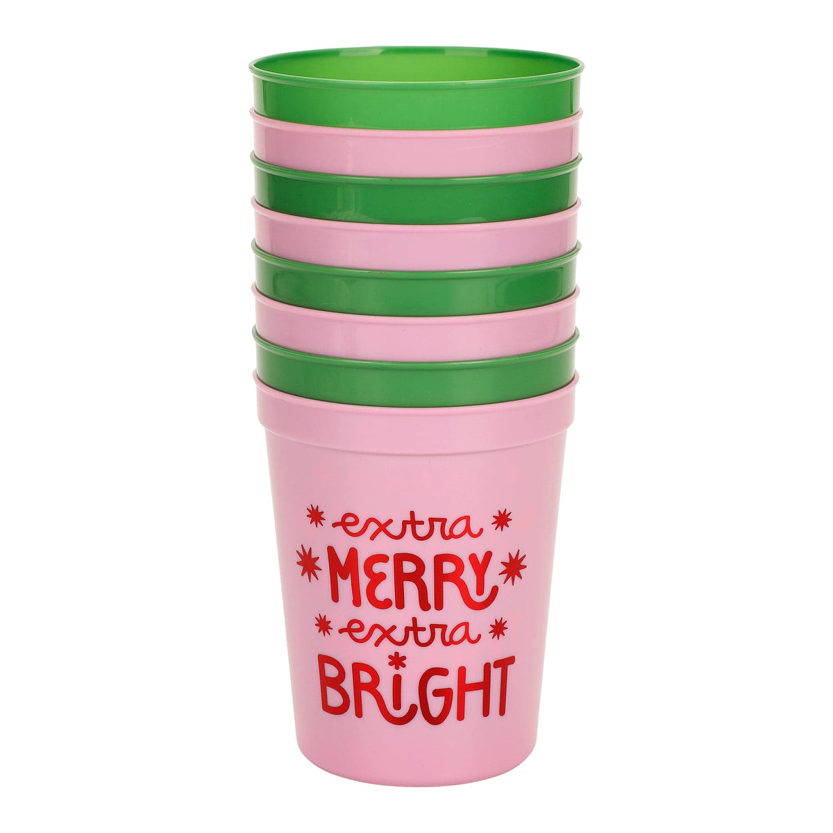 Merry & Bright Reusable Holiday Cups — Set of 8