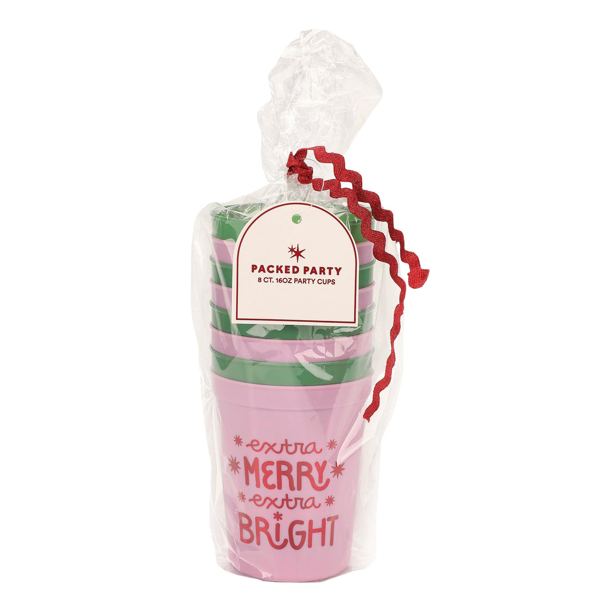 Merry & Bright Reusable Holiday Cups — Set of 8