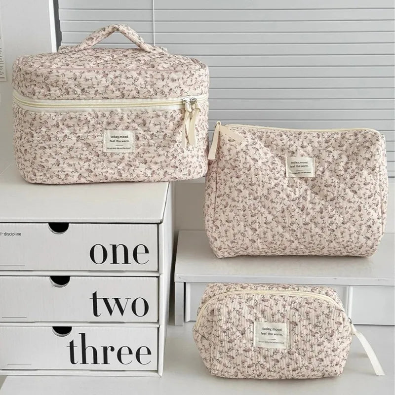 Quilted Floral Cosmetic & Travel Bags