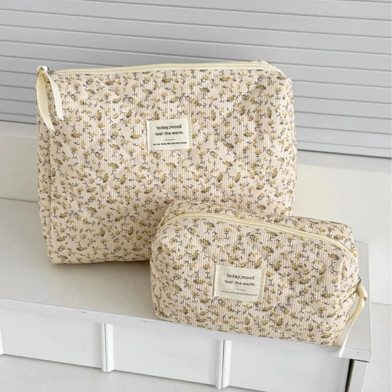 Quilted Floral Cosmetic & Travel Bags