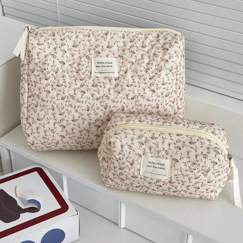Quilted Floral Cosmetic & Travel Bags