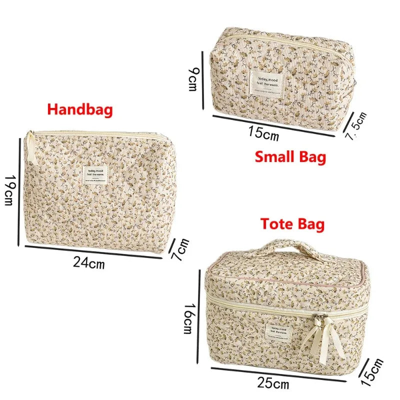 Quilted Floral Cosmetic & Travel Bags