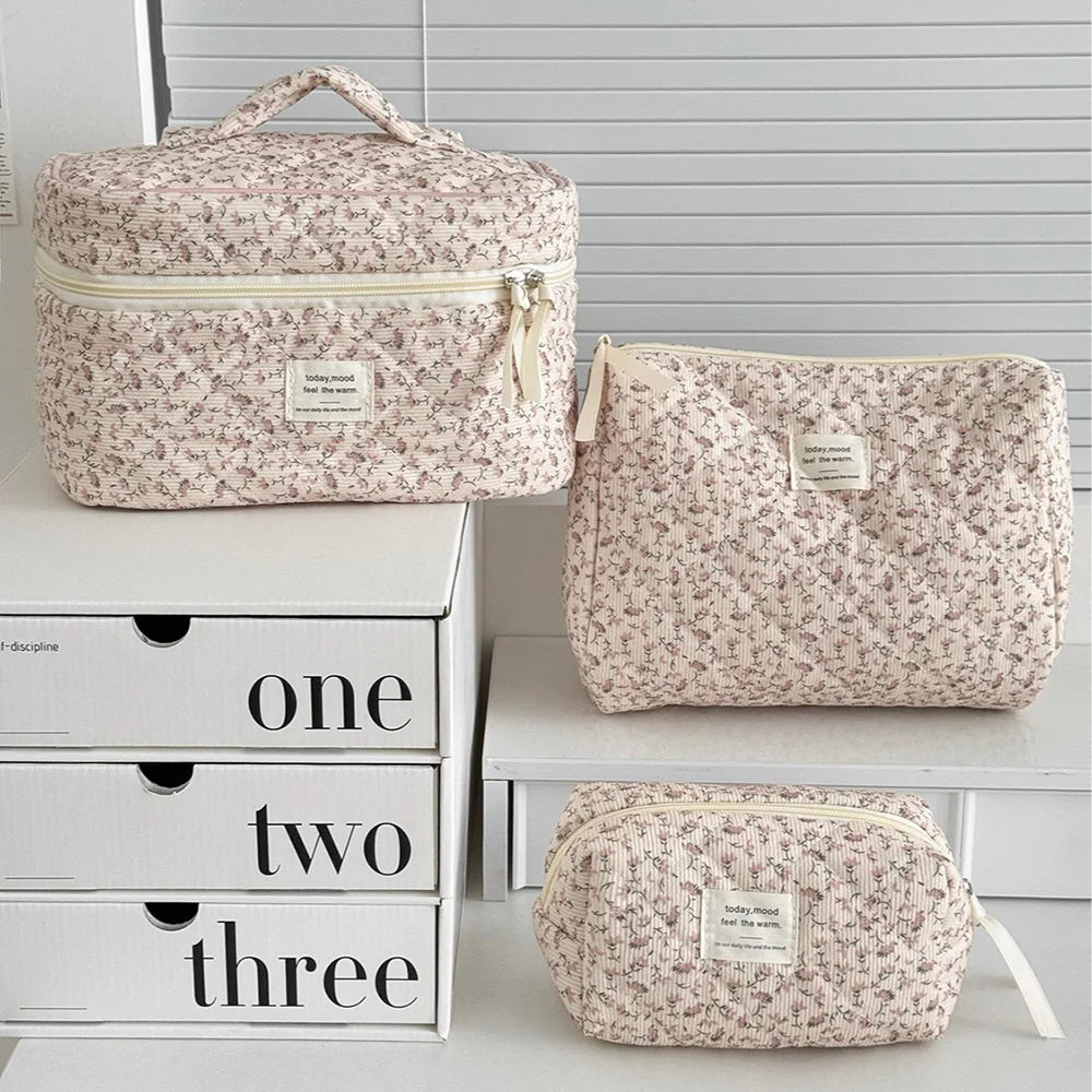 Quilted Floral Cosmetic & Travel Bags