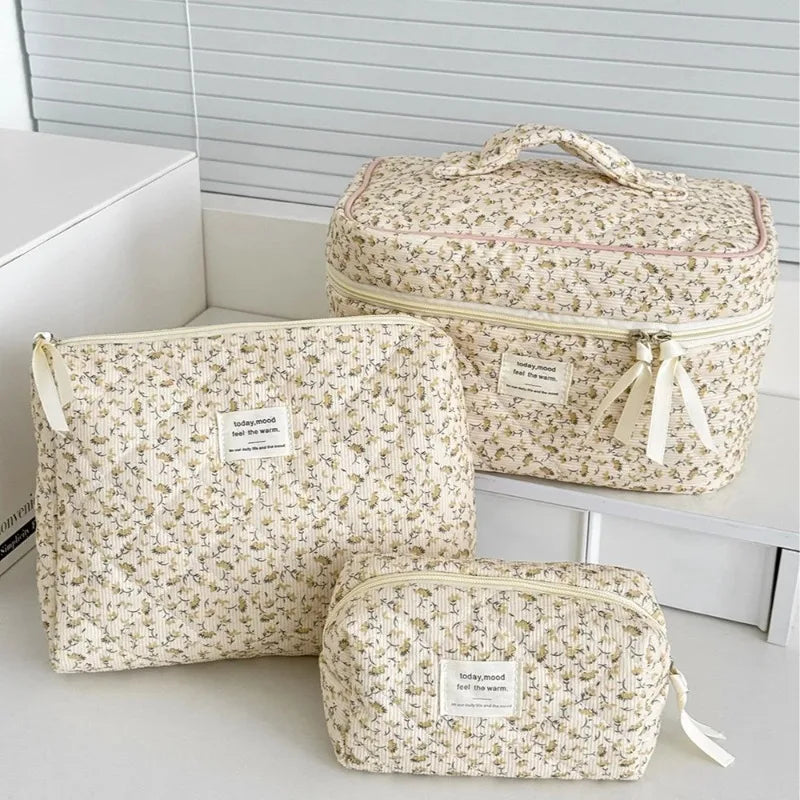 Quilted Floral Cosmetic & Travel Bags