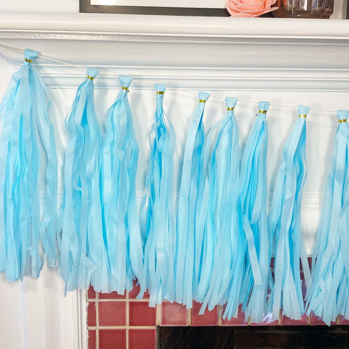 DIY Pastel Blue Tassel Tail Kit | Paper Fringe Garland & Balloon Decor