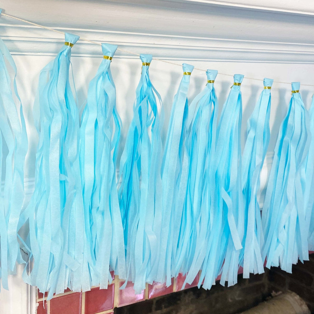 DIY Pastel Blue Tassel Tail Kit | Paper Fringe Garland & Balloon Decor