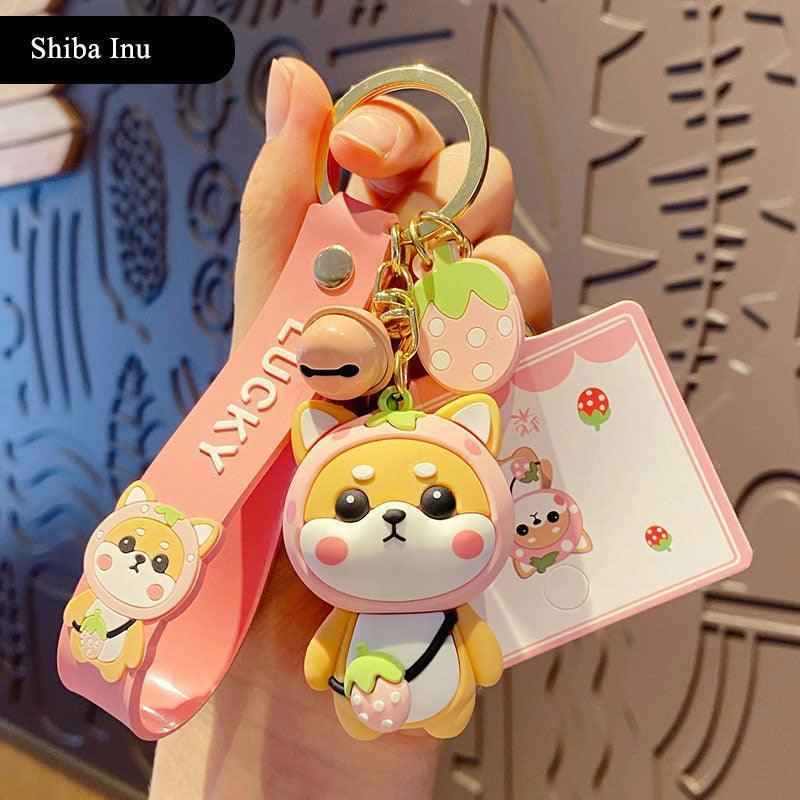 Pink Strawberry Shiba Bag Charm