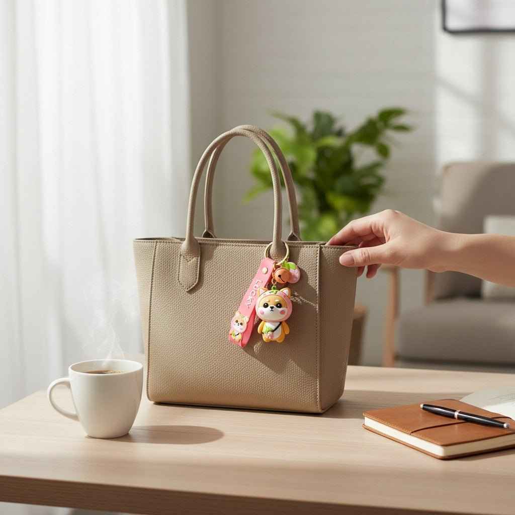 Pink Strawberry Shiba Bag Charm