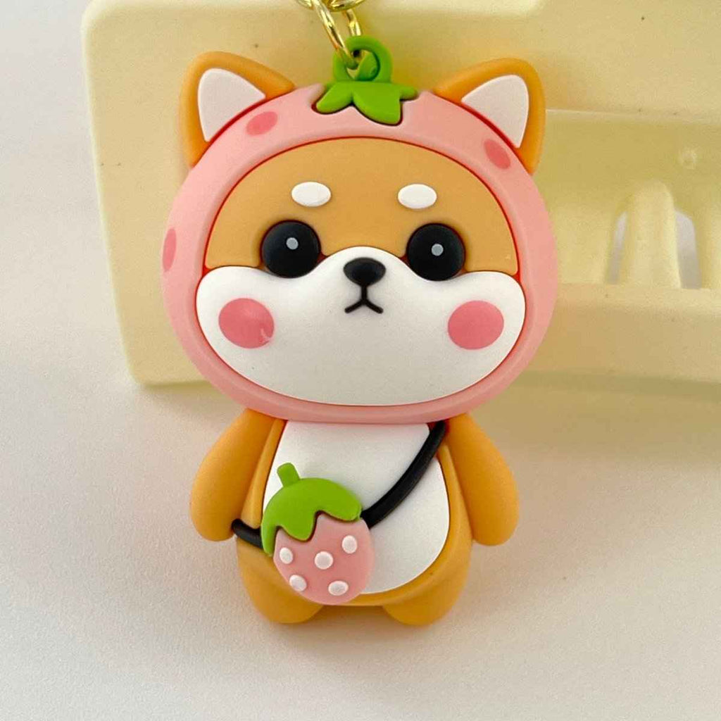 Pink Strawberry Shiba Bag Charm
