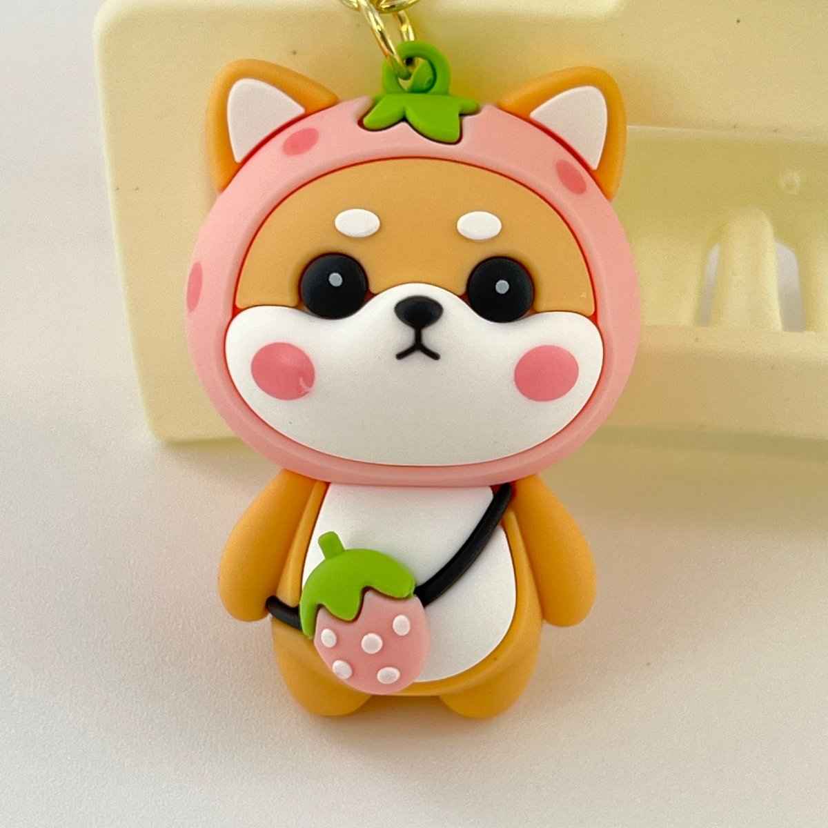 Pink Strawberry Shiba Bag Charm