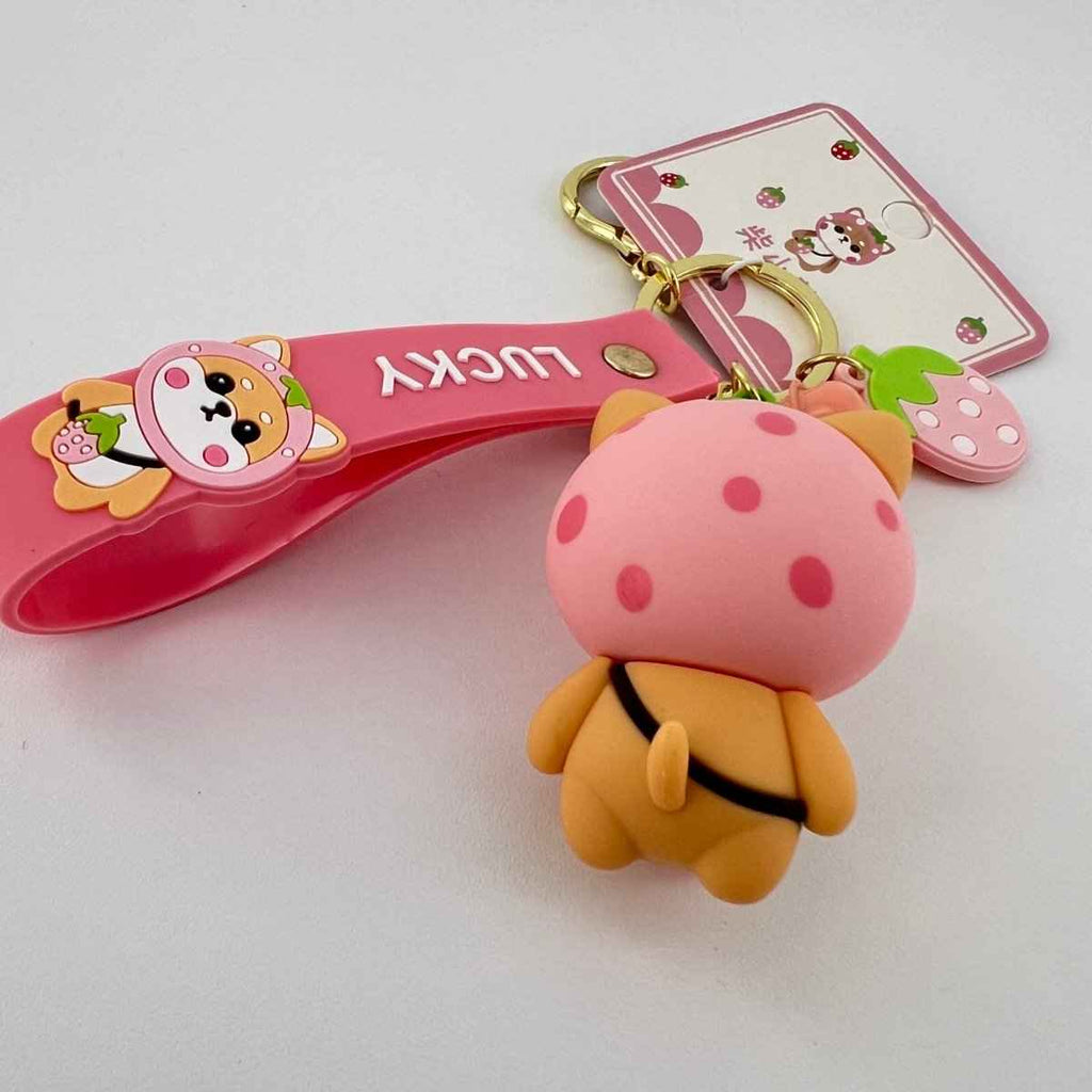 Pink Strawberry Shiba Bag Charm