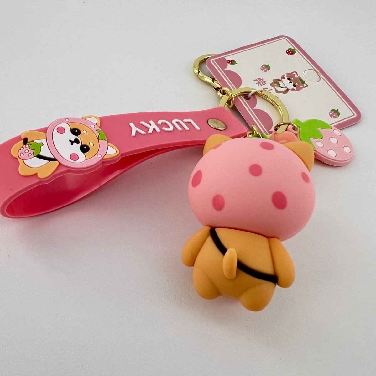 Pink Strawberry Shiba Bag Charm