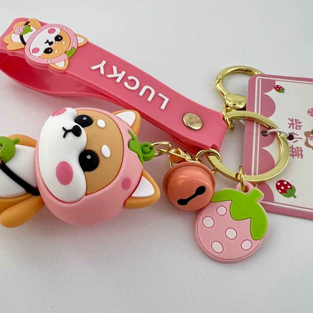 Pink Strawberry Shiba Bag Charm