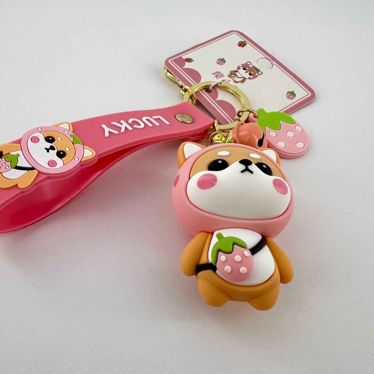 Pink Strawberry Shiba Bag Charm