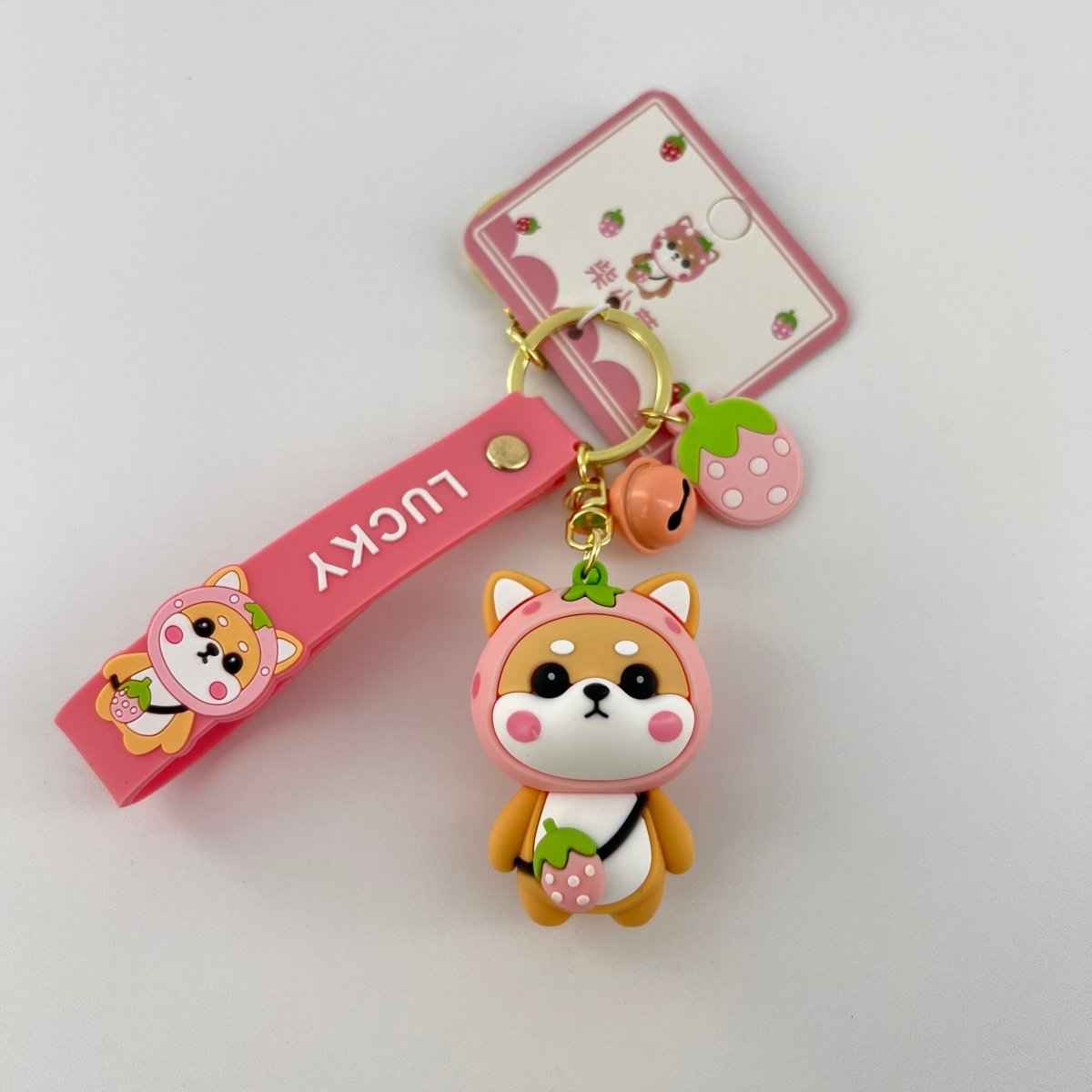 Pink Strawberry Shiba Bag Charm