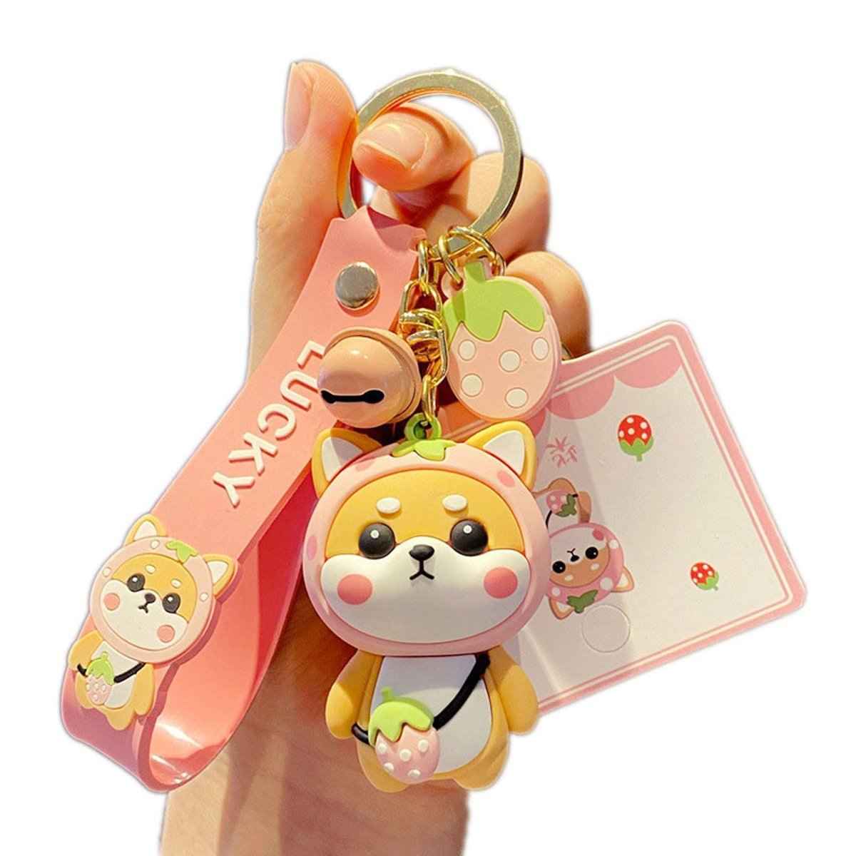 Pink Strawberry Shiba Bag Charm